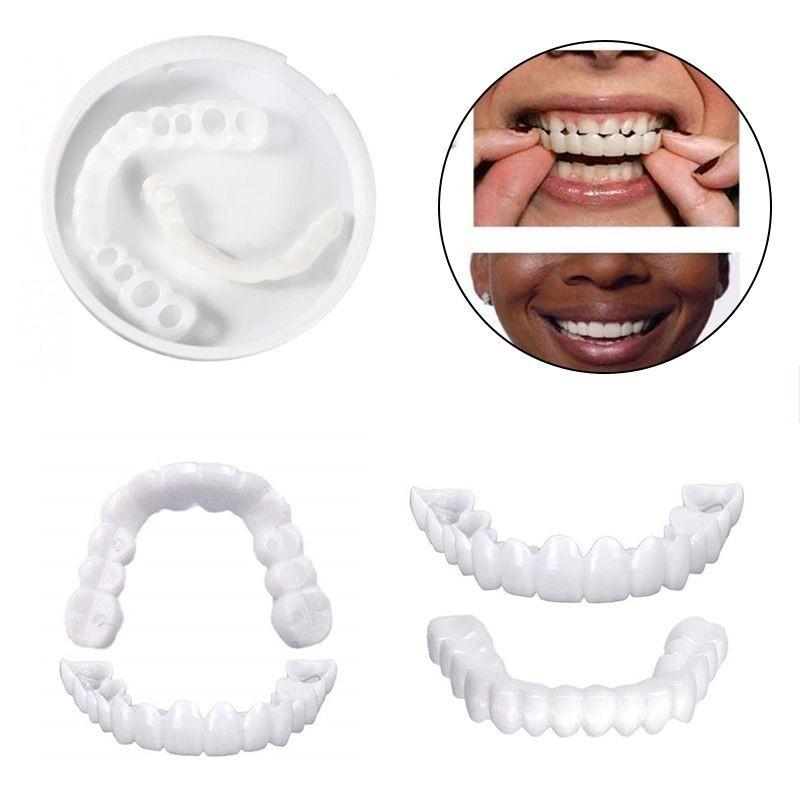 On Fake Snap Teeth Upper Lower Dental Veneers Denture Tooth Cover Simulation Set