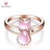 Кошачий дизайн создал ювелирные кольца из розового кварца для женщин, ювелирное кольцо для свадебной вечеринки