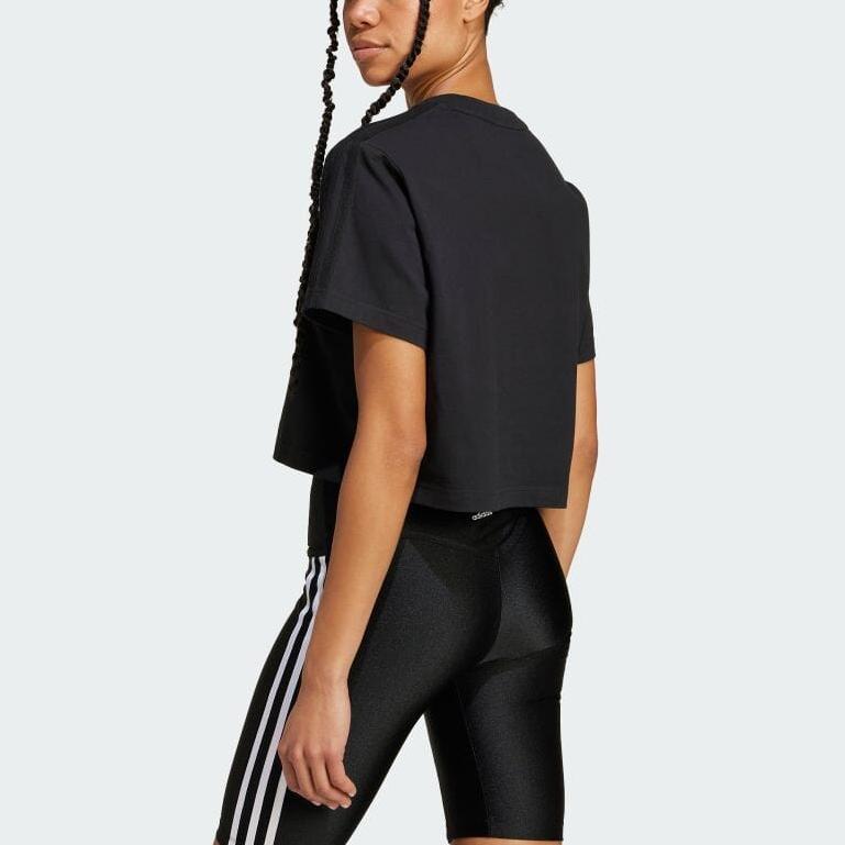 Adidas Свободная удобная футболка с круглым вырезом и коротким рукавом, женские топы, черный цвет IW5520