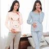 Cartoon Animal Maternity Nursing Pajama Set Long Sleeve Breastfeeding Top Pants