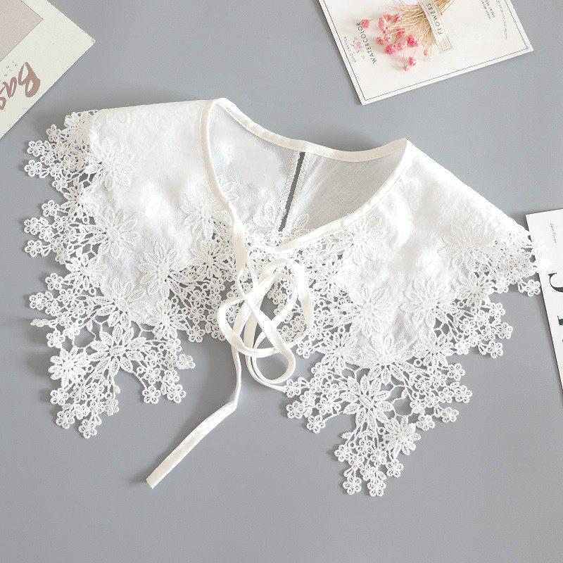 Court Lace Small Shawl Water-Soluble Hollowed-Out Pure Cotton Fake Collar Women'S Doll Collar Round Neck With Top Fake Collar