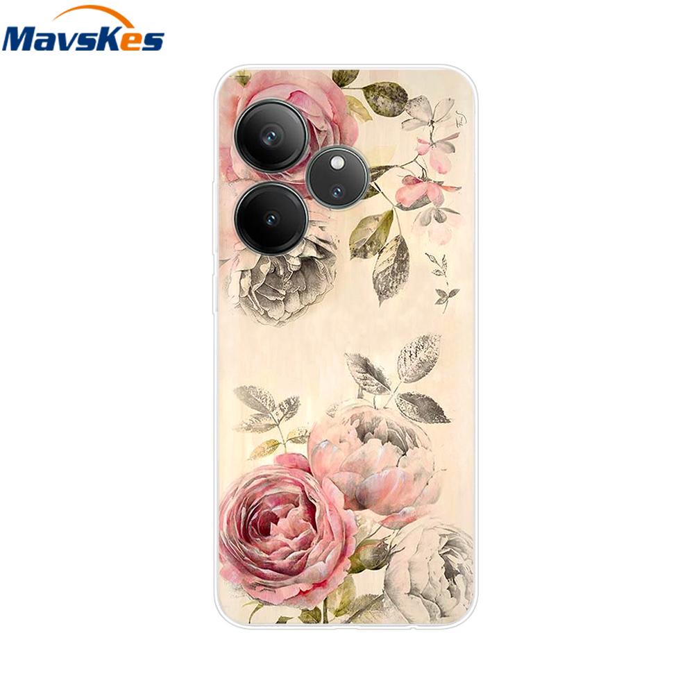 For Realme GT 6T Case Soft TPU Clear Painted Back Cover For Realme GT 6 Case GT6 6T Transparent Bumper RealmeGT6 Cute Protector