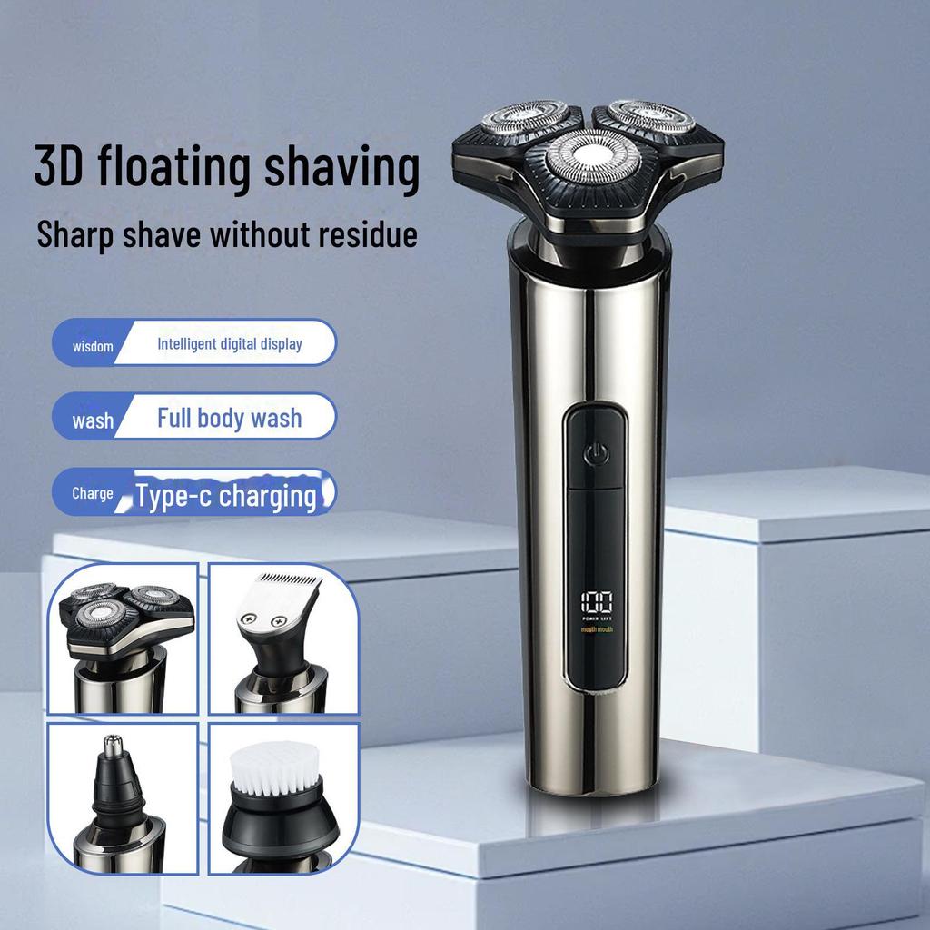 Перезаряжаемый многофункциональный триммер для бороды с очень длительным сроком службы батареи, тип C, полностью моющаяся бритва.