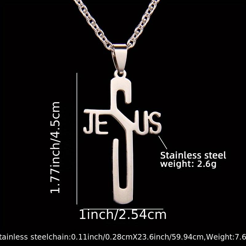1pc Stainless Steel Jesus Cross Necklace - The Perfect Gift for Prayer-Lovers!
