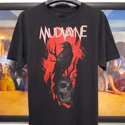 Mudvayne Унисекс Графическая футболка Черная с коротким рукавом и смелым дизайном черепа и ворона S-5XL Повседневная всесезонная одежда Машинная стирка