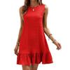 Летнее женское мини-платье без рукавов с завышенной талией А-силуэта, повседневное однотонное плиссированное, весеннее
