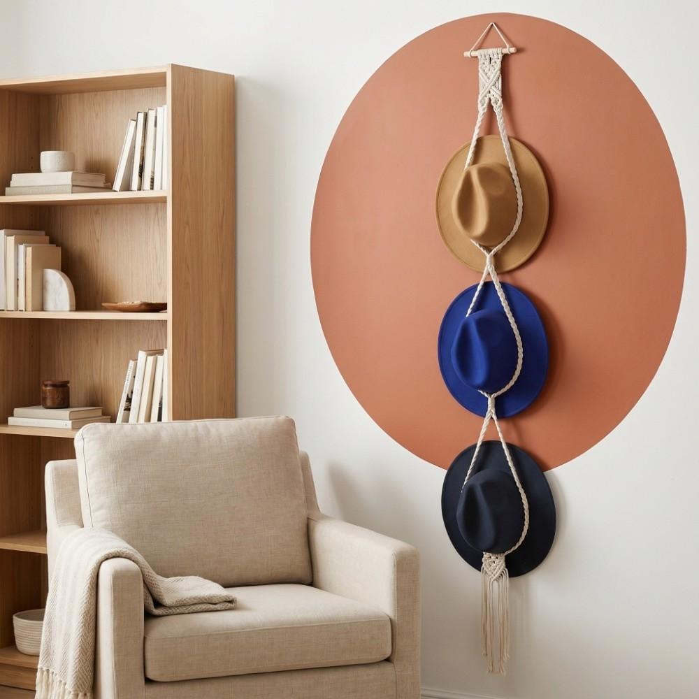 Length 160cm Wall Hanging Hat Organizer Boho Macrame Hat Hanger Daily cap and headwear tidying