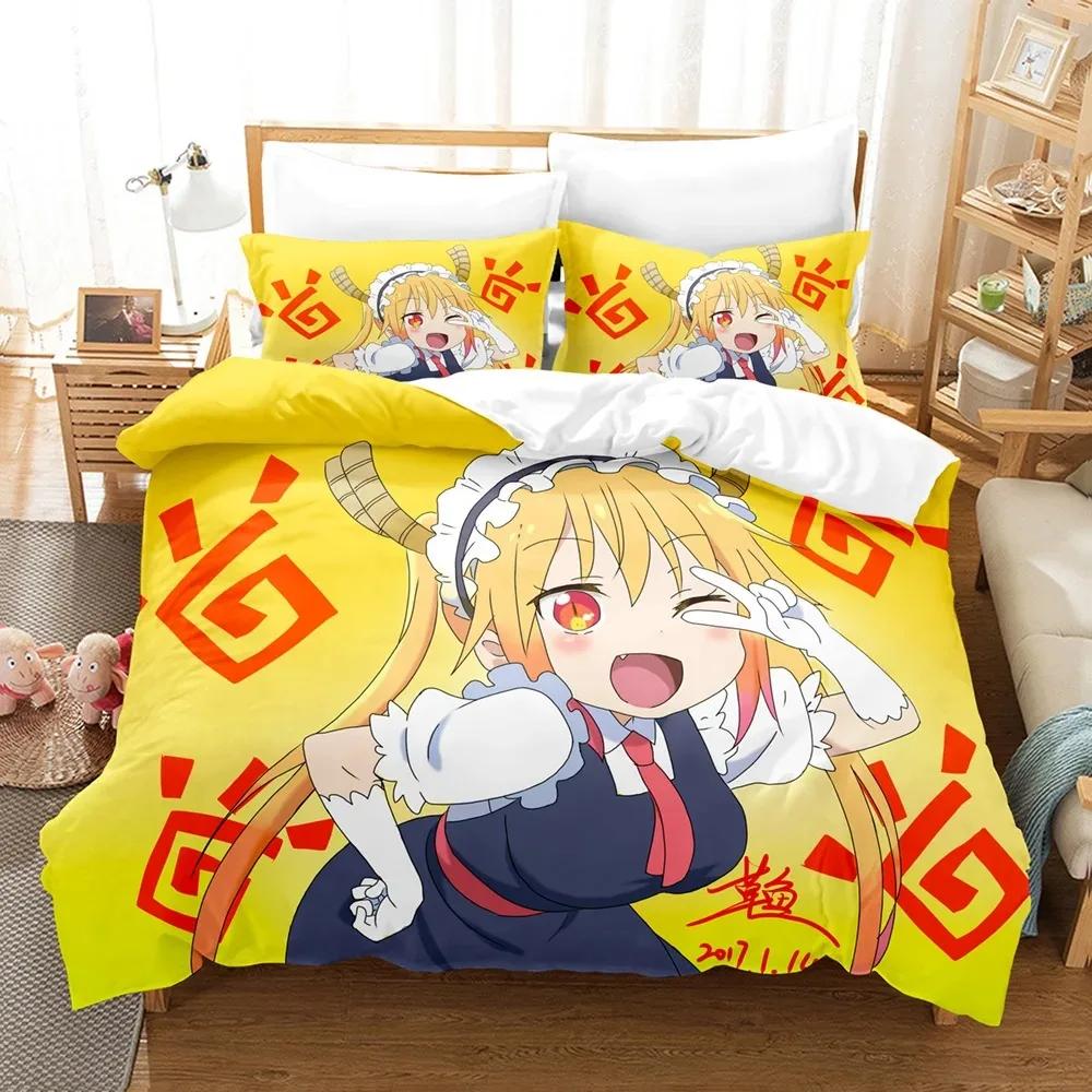 Anime Miss Kobayashis Dragon Maid Bedding Set Double Twin King Duvet Cover Comforter Pillowcase Boys Girls Adults Bedroom