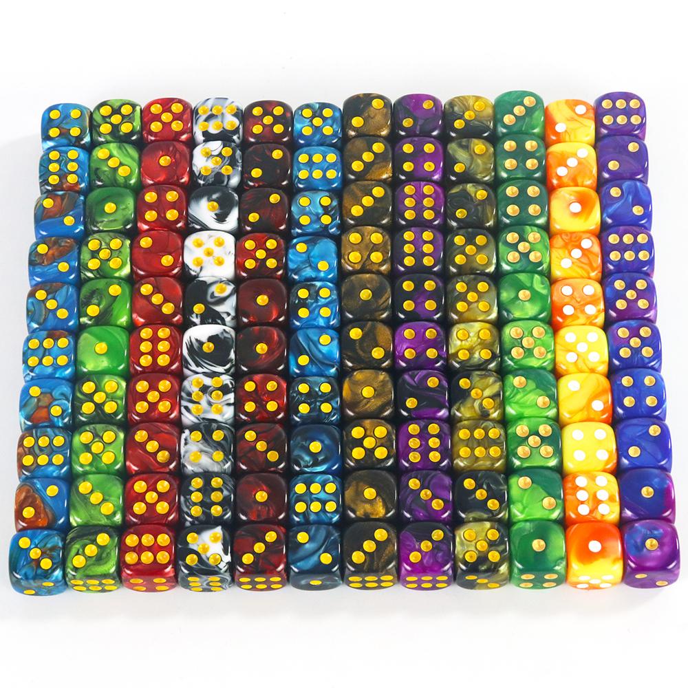 Premium Quality Round Dot D6 Dice Set for Table Board Gaming - 12mm Mixed Color, Pack of 10