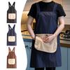 Waterproof Kitchen Apron Sleeveless Cross Back Cooking Baking Bibs with Removable Hand Towel Anti-fouling Restaurant Uniform