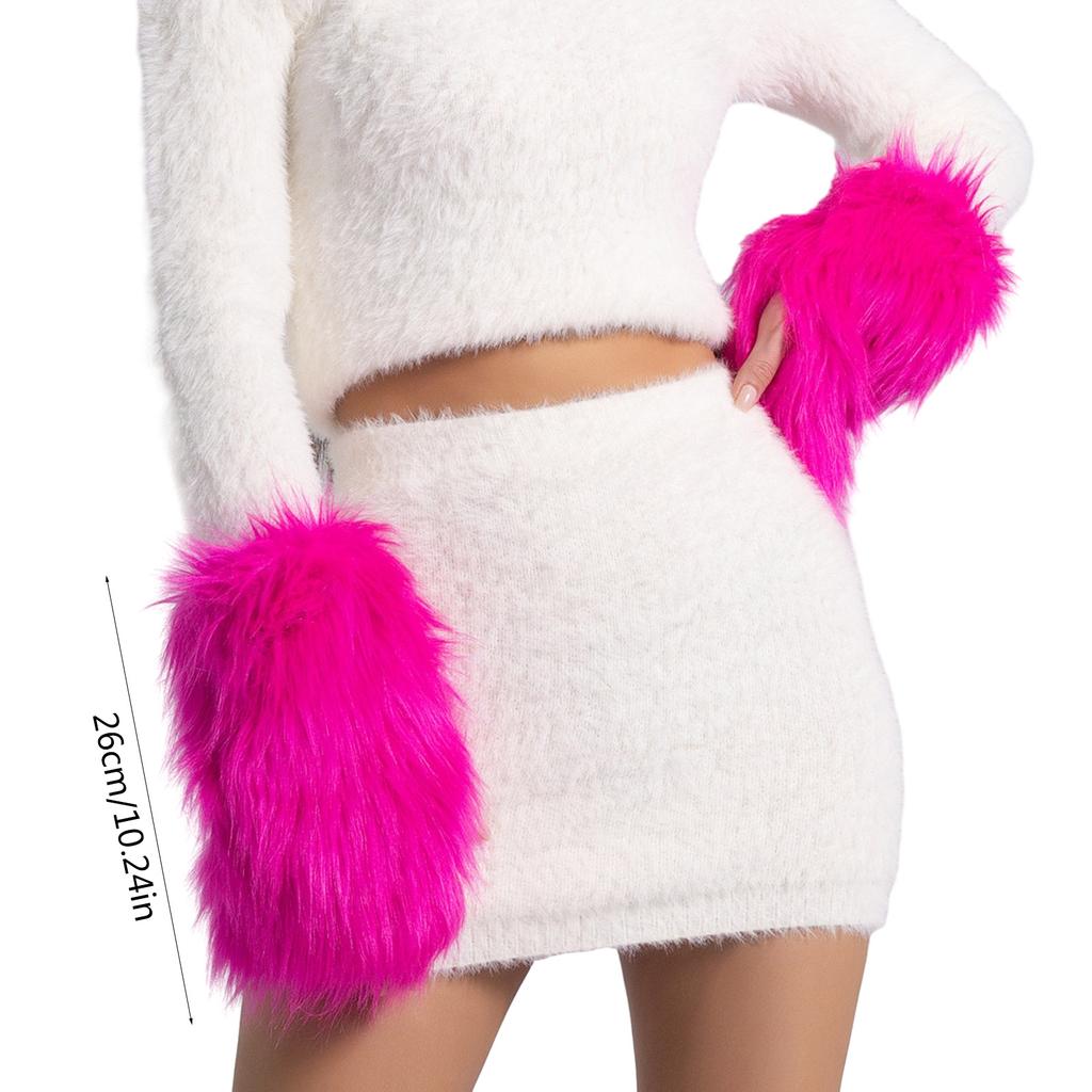 Зимние плюшевые удлиненные перчатки на запястье однотонные женские перчатки без пальцев толстые уличные походные перчатки для шопинга сохраняют тепло