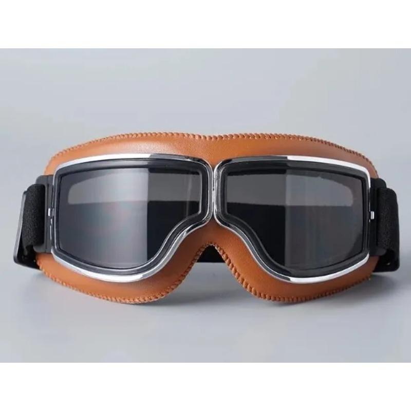 Мотоциклетные очки, ветрозащитные очки для мотоциклетного шлема, солнцезащитные очки, ретро, ​​универсальные складные кожаные аксессуары для мотоциклов в стиле ретро