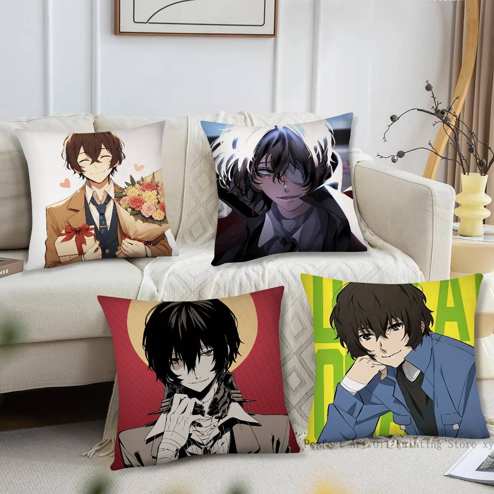 B-Bungo Stray Dogs Anime Pillow Case Fashion Square Pillowcase Bedroom Sofa Room Ins Decoration Leisure