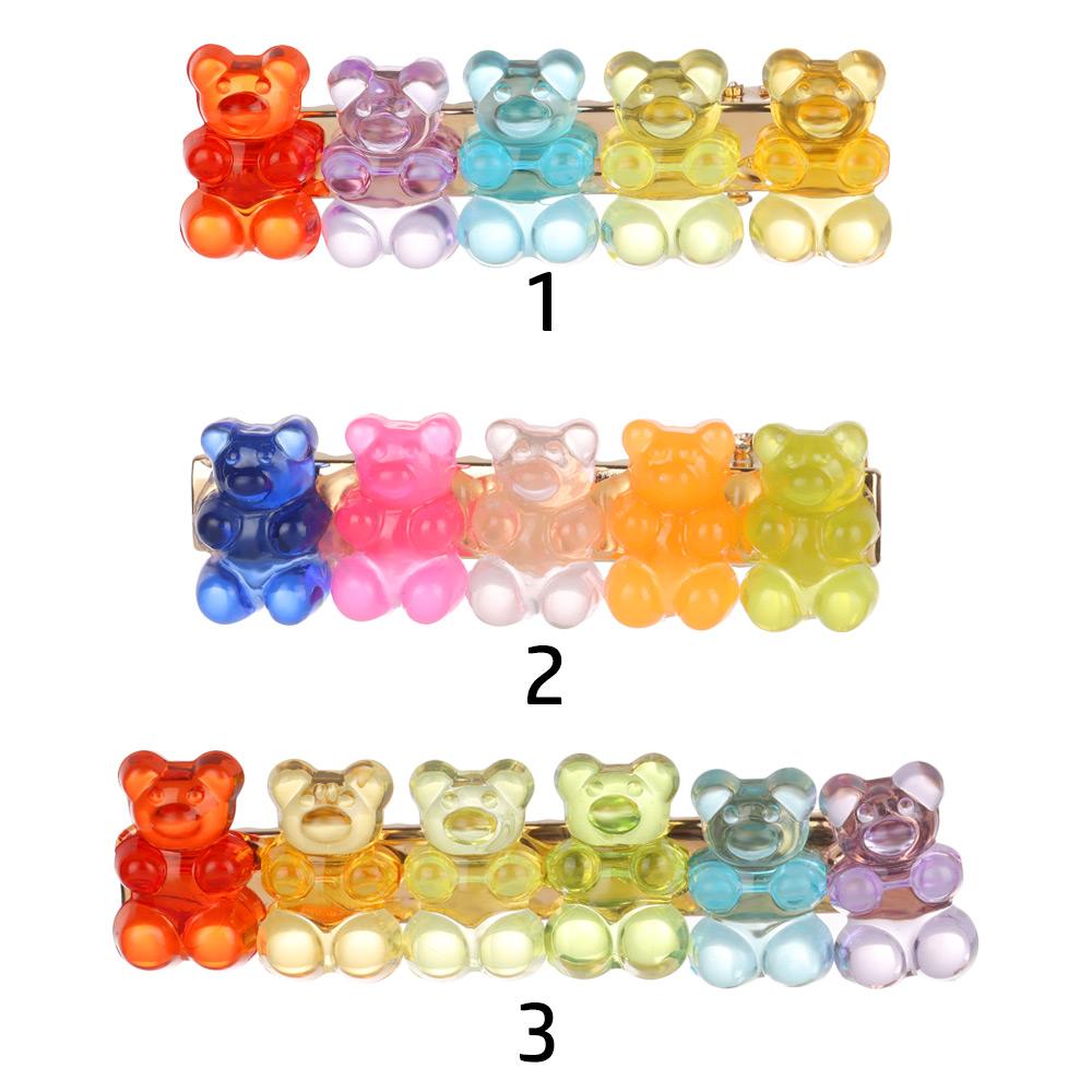 Hair Accessories Girls Women Duckbill Jelly Bear Hairpin Candy Color Barrette Colorful Hair Clip
