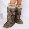 Cross-border Y2k Imitation Raccoon Fur Boots Long Tube Winter Ladies Winter Imitation Fur Fox Snow Boots Tall Boots