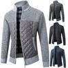 Autumn and Winter Men's Thickened Stand Up Collar Knitted Cardigan Coat Slim Fit Knitted Sweater Coat Cardigan