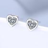 S925 Sterling Silver Earrings Korean Style Simple Love Heart Stud Earrings Diamond Heart-Shaped Earrings Silver Accessories