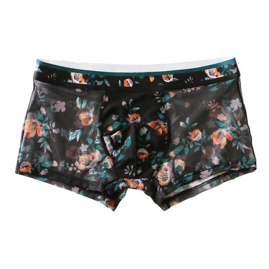 Мужские боксеры ультратонкие сетчатые с принтом средней талии быстросохнущие влагоотводящие домашние трусы больших размеров для сна