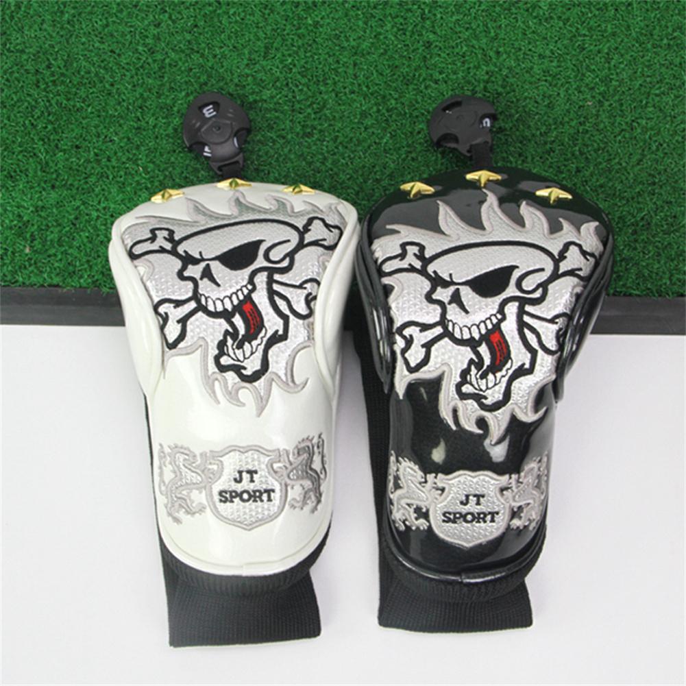 1 Set Pu Golf-sports Wood Club Head Cover Skull Pattern Exquisite Cue Cap Cover With Exquisite Embroidery Craftsmanship Cover
