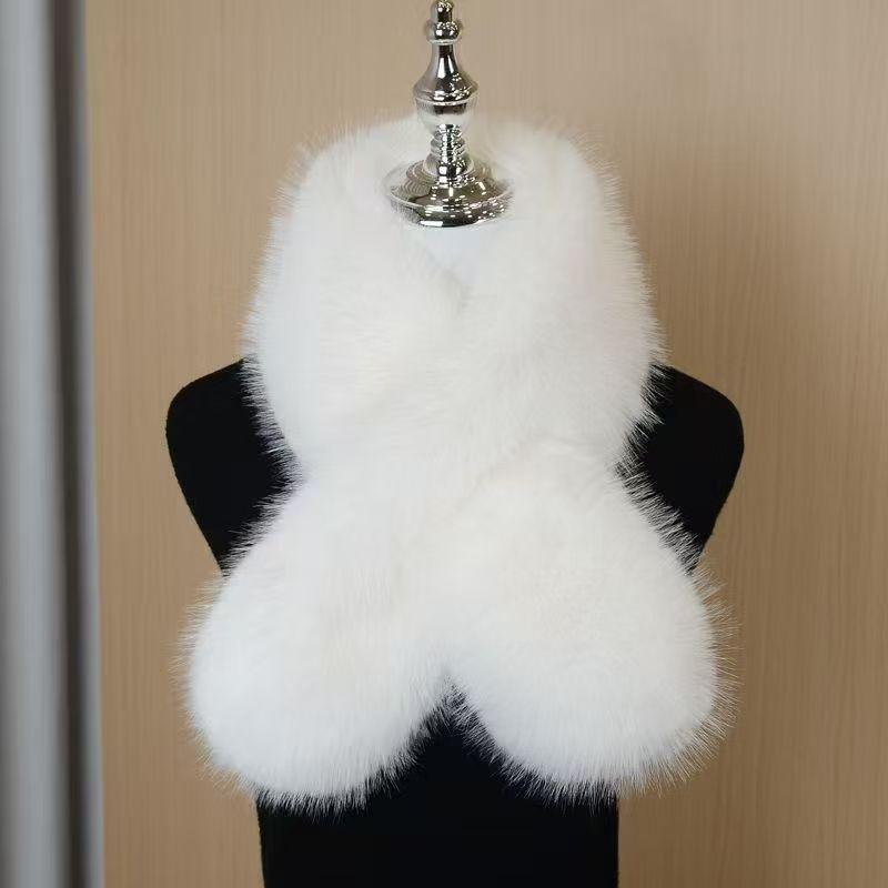 Women's Double-Sided Magnetic Fox Fur Scarf: Warm, Fashionable, Imitation Fur Neck Warmer for Winter