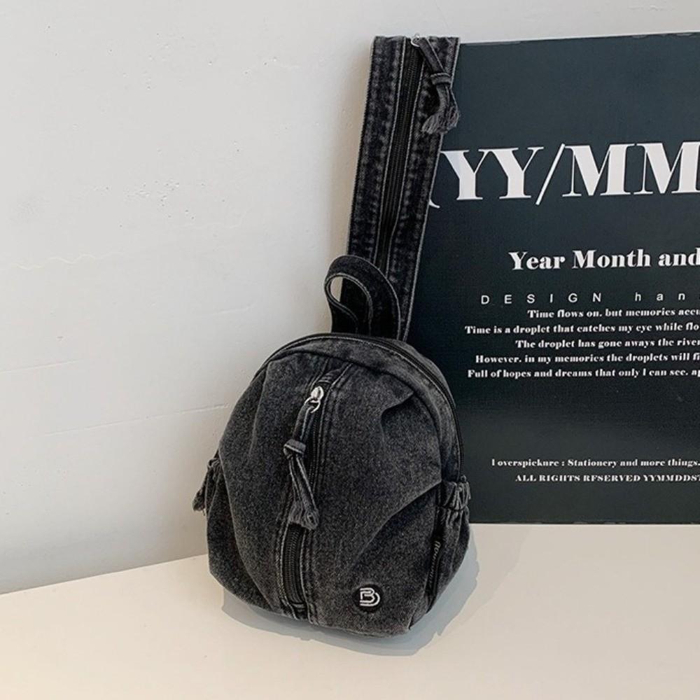 Soft Denim Crossbody Bag Vintage Washed Travel Mini Purse Fashionable Denim Backpack Spring Summer