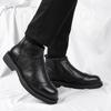 Модный бренд Модные кожаные ботинки Слипоны Ботильоны Высокий каблук Для мужчин Повседневные Платформа Челси Ботинки Мужские Свадебные туфли Зима
