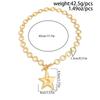 OT Buckle Chunky Chain Necklace Gold Color Clavicle Chain New Pentagram Pendant Necklace  Jewelry