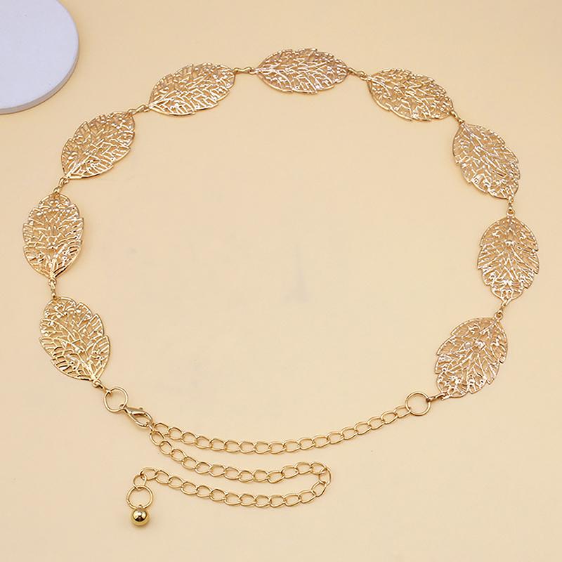 Модный простой полый лист украшенный цепочкой пояс тонкая талия цепочка платье ювелирные изделия