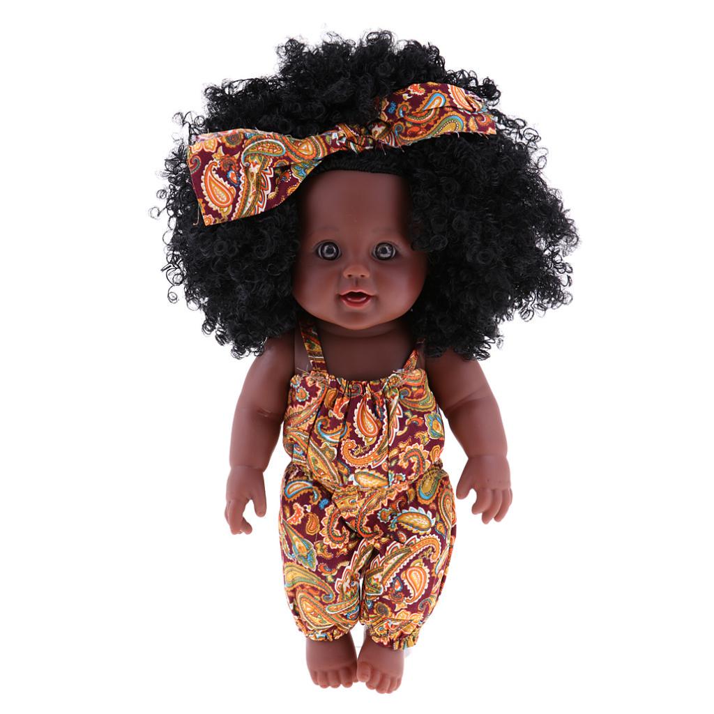 30cm Real Life Baby Girl Doll Vinyl African Newborn