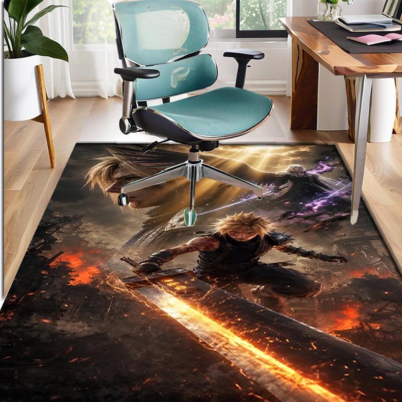 Final Fantasy Pattern Rug, Indoor/Outdoor Mat, for Picnic, Gameroom, Bedroom, Office, Living Room, Home Decor Carpet, Birthday Gift