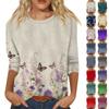 Ayollar uchun moda, kundalik, yetti chorak yengli, bir rangli, dumaloq yoqali top