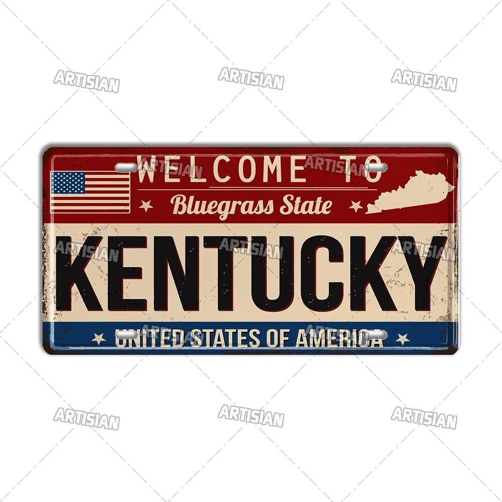 Artisian USA License Plate US Welcome To Metal Sign Landmark City State Decorative Plaque Wall Decor Garage Bar Pub Club Hotel