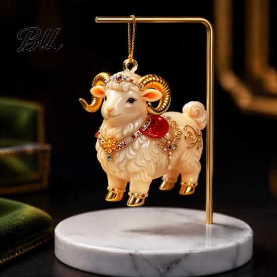 Indoor Holiday Decorations 2D Flat Christmas Sheep Hanging Ornament with Lanyard, Acrylic Seasonal Party Favors Tree Pendant for Home Festive