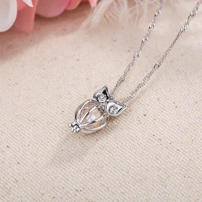 Style Glowing Owl Pendant Necklace Cute Luminou Jewelry Choker 3Color Atmosphere Birthday Gift For Women StainlessSteel Necklace