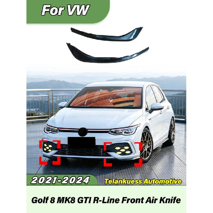 For Volkswagen Golf 8 MK8 GTI R-Line 2021 2022 2023 2024 Automobile Fang Style Front Bumper Air Knife Body Modification Kit