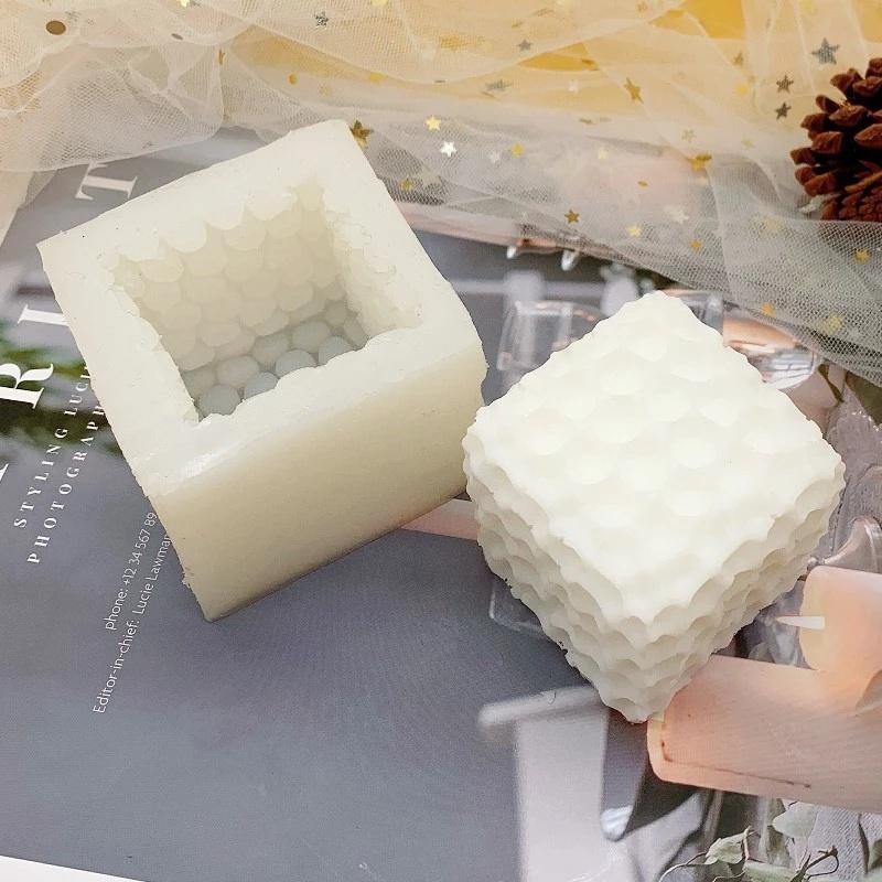 1Pc Cube Honeycomb Scented Candle Plaster Silicone Mold Food Grade Chocolate Mousse 3D Cube Shape Molds Wedding Gift Home Decoration