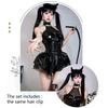 Sexy Little Devil Leather Skirt Set, Sexy JK Uniform, Halloween Cosplay Costume, Sexy Stockings Uniform Set