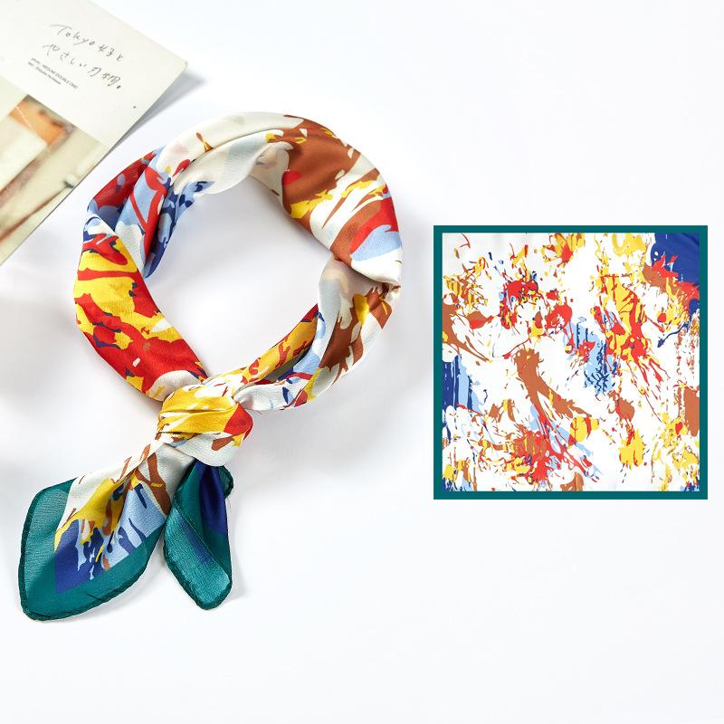 Маленький квадратный шарф, женский весенний новый шелковый атласный шелковый шарф с принтом, шаль на шею, подарок, мода