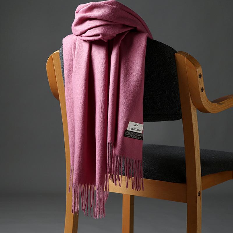 2025 New Autumn/Winter Women'S 18 Solid Color Imitation Cashmere Scarf, Single Color Thickened Warm Shawl