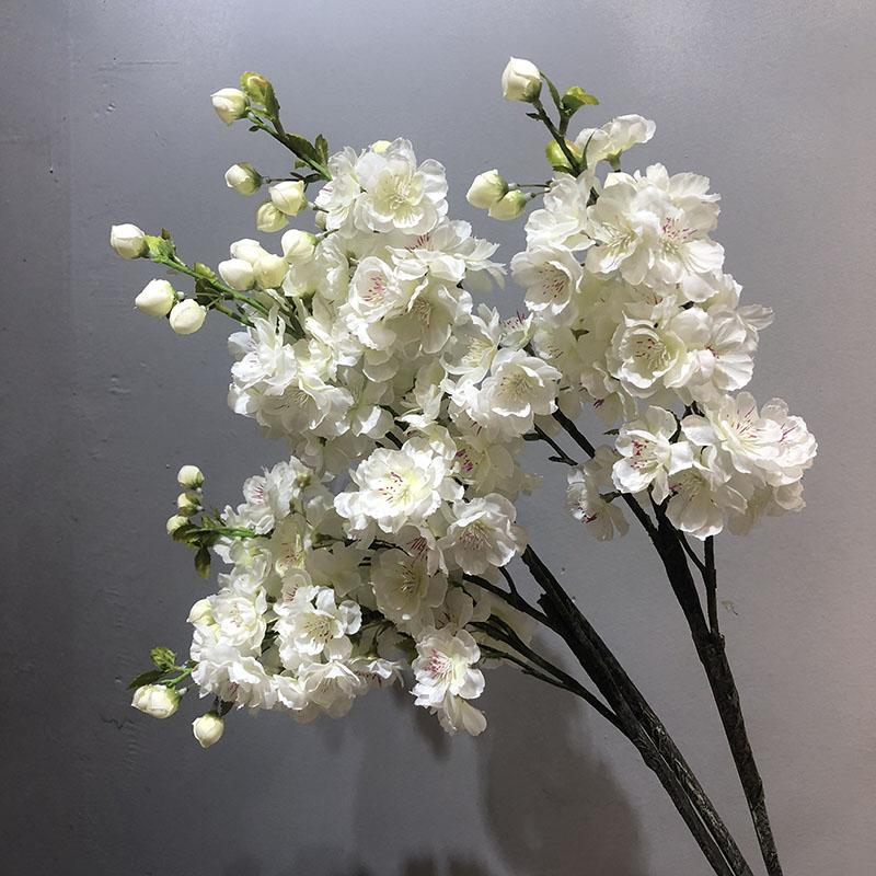 Искусственные белые розовые шелковые цветы сакуры ветка стебель цветущей вишни для свадебного украшения дома