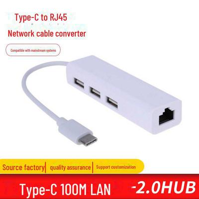 100M беспроводная сетевая карта HUB-USB 2.0 в Type-C RJ45 проводной ноутбук конвертер