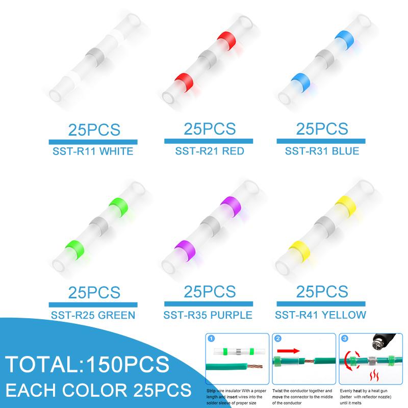50-400 шт. разъемы для проводов припой стержень разъем для проводов изолированный припой термоусадочный водонепроницаемый обжимной кабель клеммы для кабеля