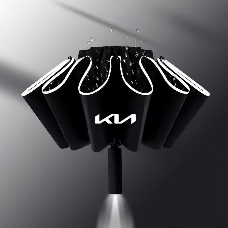 Car Fully Automatic Umbrella LED Flashlight UV Umbrellas For KIA sportage cerato Optima K2 K3 K4 K5 rio soul stonic Accessories