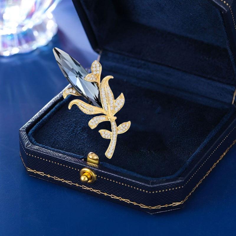 Badge Luxury High-End Simple Blue Crystal Brooch Men'S And Women'S High-End Suit Corsage Zircon Pin