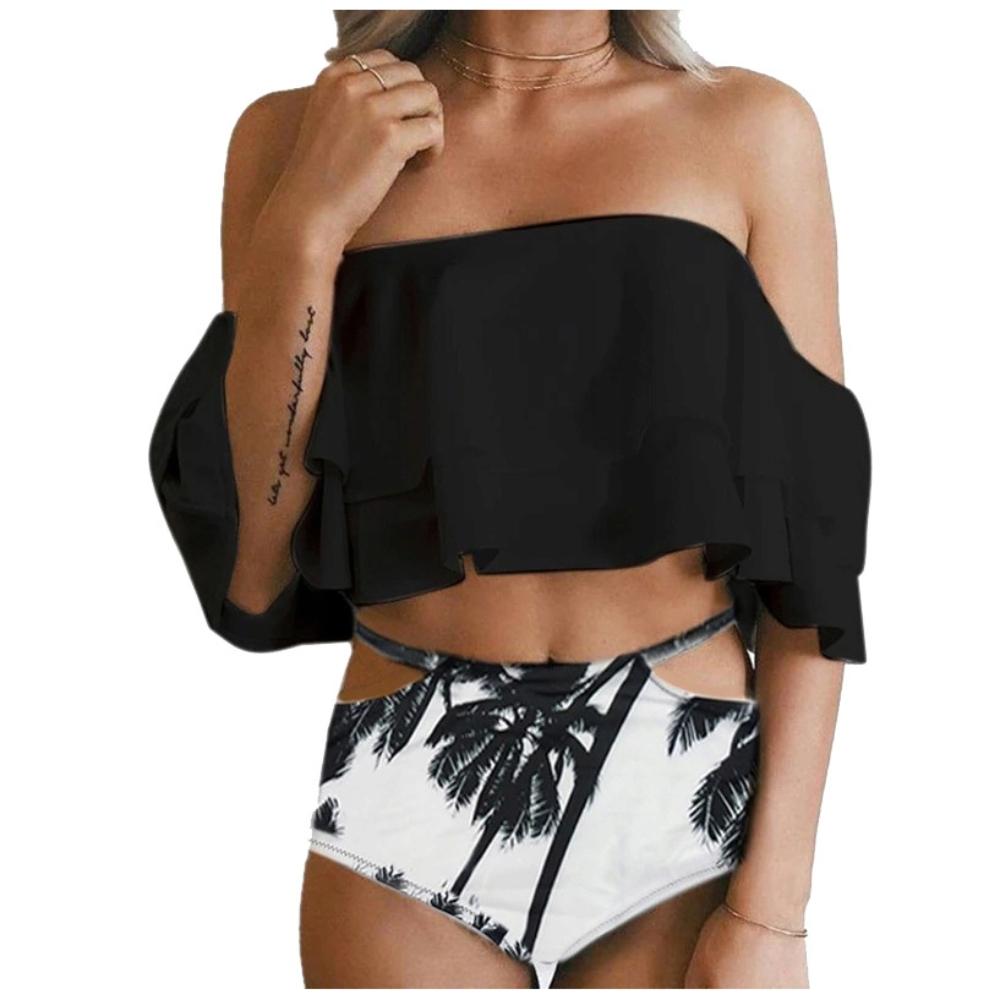 Two-piece bikini swimsuit, Spanish ruffle, high waist, size L Two-piece bikini swimsuit, Spanish ruffle, high waist, size M