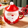 Рождественская чашка большой емкости, 450 мл, керамическая чашка для чая, молока, кофейная кружка с крышкой, ложка для дома