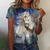 Summer Horse 3D Print T-shirts Women Streetwear Casual Fashion Oversized Short Sleeve T-Shirts