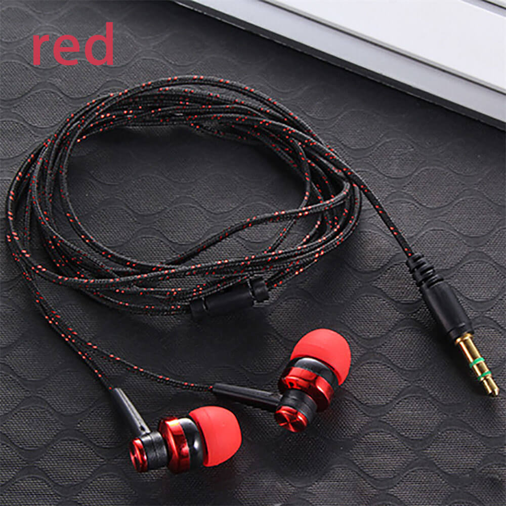 1Pcs Hot High Quality Wired Earphone Stereo In-Ear 3.5mm Nylon Weave Cable Earphone Headset For Laptop Smartphone Gifts