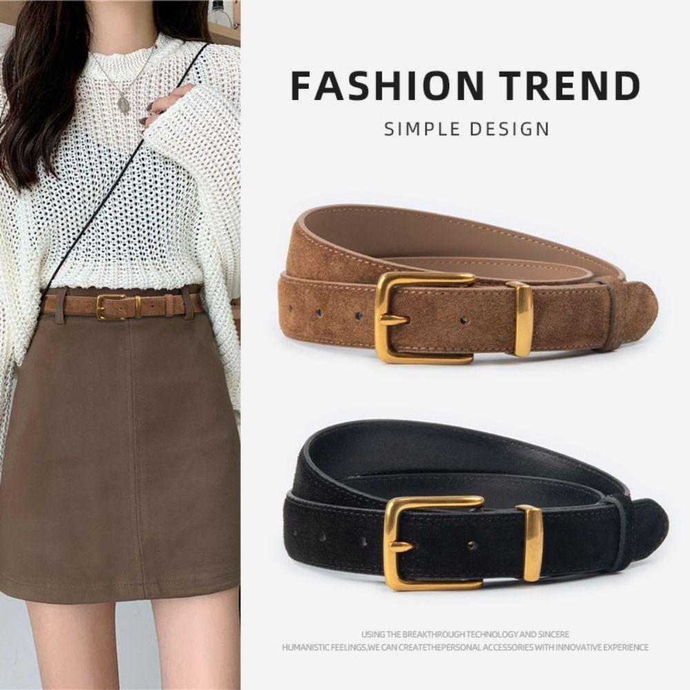 Casual Frosted Cowhide Belt Luxury Design Business Waist Strap Retro Trouser Dress Belts Gifts