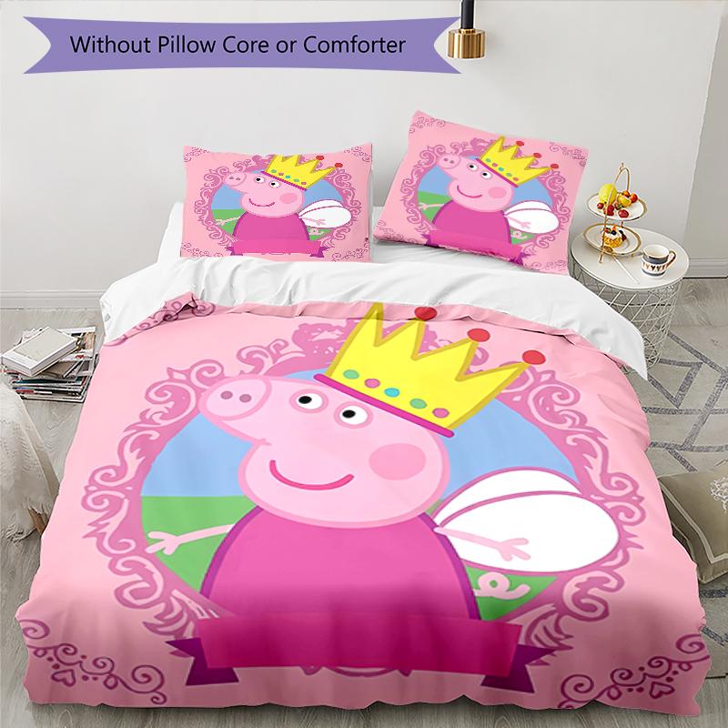 3pcs Peppa Pig1 pattern bedding set duvet cover set includes duvet cover &pillowcases, perfect all season bedroom decoration & gift